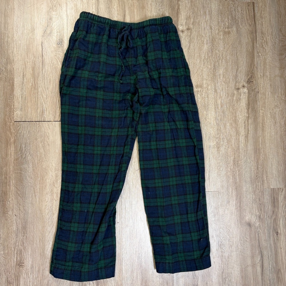 LL Bean Men's Scotch Plaid Flannel Sleep Pants Green Small Petite Cotton